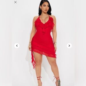 Paris Life Mesh Mini Dress- Red